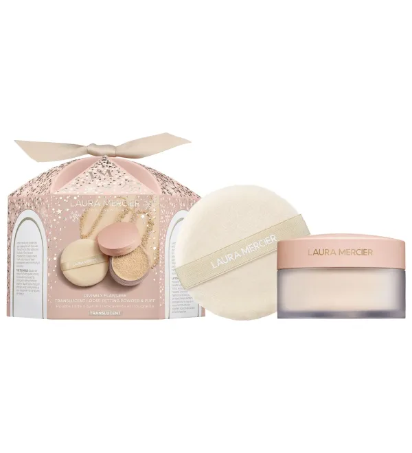 Лімітований подарунковий набір Laura Mercier Divinely Flawless Translucent Loose Setting Powder & Puff